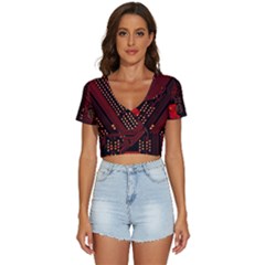 Technology Computer Circuit V-neck Crop Top by Sarkoni