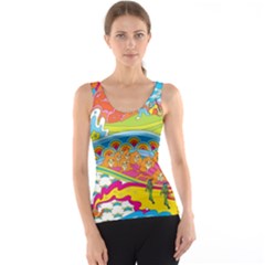 Vintage 1960s Psychedelic Women s Basic Tank Top