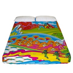 Vintage 1960s Psychedelic Fitted Sheet (california King Size)