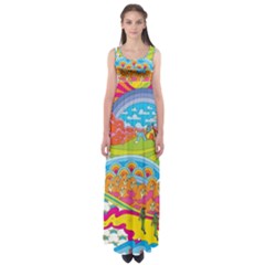 Vintage 1960s Psychedelic Empire Waist Maxi Dress