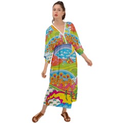 Vintage 1960s Psychedelic Grecian Style  Maxi Dress by Sarkoni