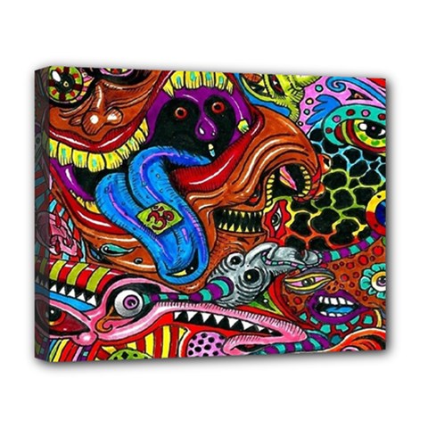 Psychedelic Trippy Hippie  Weird Art Deluxe Canvas 20  X 16  (stretched)