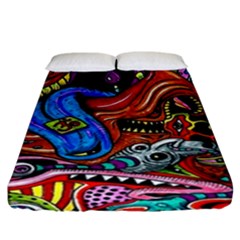 Psychedelic Trippy Hippie  Weird Art Fitted Sheet (california King Size)
