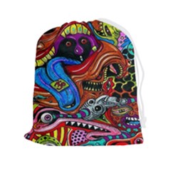 Psychedelic Trippy Hippie  Weird Art Drawstring Pouch (2xl)