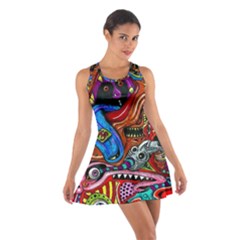 Psychedelic Trippy Hippie  Weird Art Cotton Racerback Dress