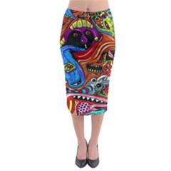 Psychedelic Trippy Hippie  Weird Art Midi Pencil Skirt