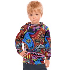 Psychedelic Trippy Hippie  Weird Art Kids  Hooded Pullover by Sarkoni