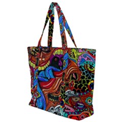 Psychedelic Trippy Hippie  Weird Art Zip Up Canvas Bag by Sarkoni