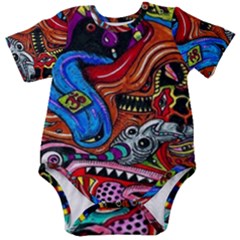 Psychedelic Trippy Hippie  Weird Art Baby Short Sleeve Bodysuit by Sarkoni