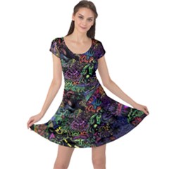 Trippy Dark Psychedelic Cap Sleeve Dress