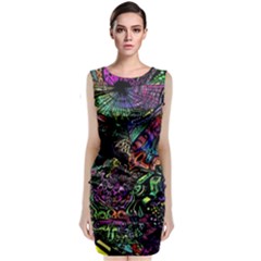 Trippy Dark Psychedelic Classic Sleeveless Midi Dress