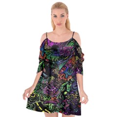 Trippy Dark Psychedelic Cutout Spaghetti Strap Chiffon Dress