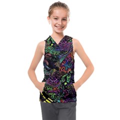 Trippy Dark Psychedelic Kids  Sleeveless Hoodie