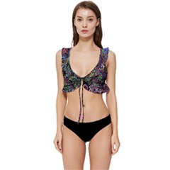 Trippy Dark Psychedelic Low Cut Ruffle Edge Bikini Top