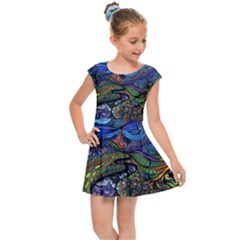 Psychedelic Landscape Kids  Cap Sleeve Dress