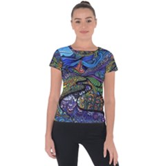 Psychedelic Landscape Short Sleeve Sports Top 