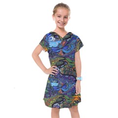 Psychedelic Landscape Kids  Drop Waist Dress