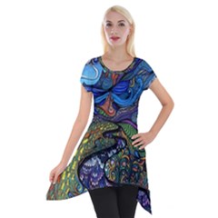 Psychedelic Landscape Short Sleeve Side Drop Tunic