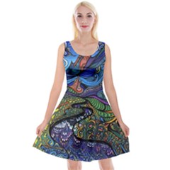 Psychedelic Landscape Reversible Velvet Sleeveless Dress