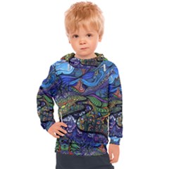 Psychedelic Landscape Kids  Hooded Pullover by Sarkoni