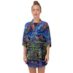 Psychedelic Landscape Half Sleeve Chiffon Kimono