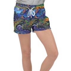 Psychedelic Landscape Women s Velour Lounge Shorts