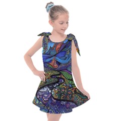 Psychedelic Landscape Kids  Tie Up Tunic Dress