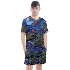 Psychedelic Landscape Men s Mesh T-Shirt and Shorts Set