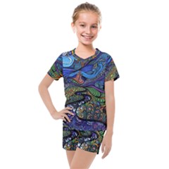 Psychedelic Landscape Kids  Mesh T-Shirt and Shorts Set