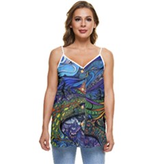 Psychedelic Landscape Casual Spaghetti Strap Chiffon Top