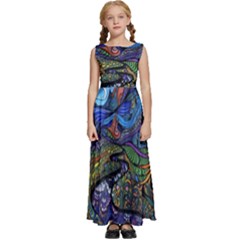 Psychedelic Landscape Kids  Satin Sleeveless Maxi Dress