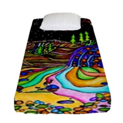 Nature Moon Psychedelic Painting Fitted Sheet (single Size) by Sarkoni