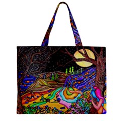 Nature Moon Psychedelic Painting Zipper Mini Tote Bag
