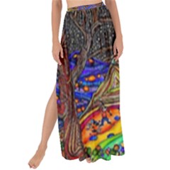 Nature Moon Psychedelic Painting Maxi Chiffon Tie-up Sarong by Sarkoni