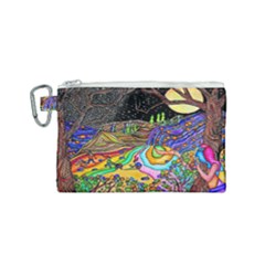 Nature Moon Psychedelic Painting Canvas Cosmetic Bag (small)