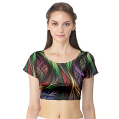 Abstract Psychedelic Short Sleeve Crop Top