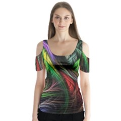 Abstract Psychedelic Butterfly Sleeve Cutout T-shirt 