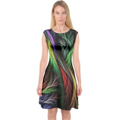 Abstract Psychedelic Capsleeve Midi Dress