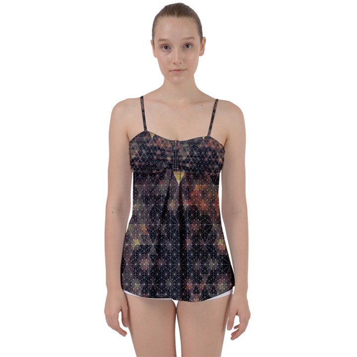 Abstract Psychedelic Geometry Andy Gilmore Sacred Babydoll Tankini Top