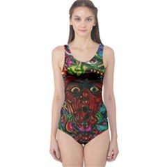 Somewhere Near Oblivion Nightmares Acid Colors Psychedelic One Piece Swimsuit