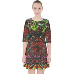 Somewhere Near Oblivion Nightmares Acid Colors Psychedelic Quarter Sleeve Pocket Dress