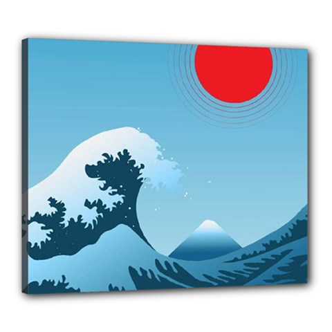Minimalism Great Wave Off Kanagawa Canvas 24  X 20  (stretched)