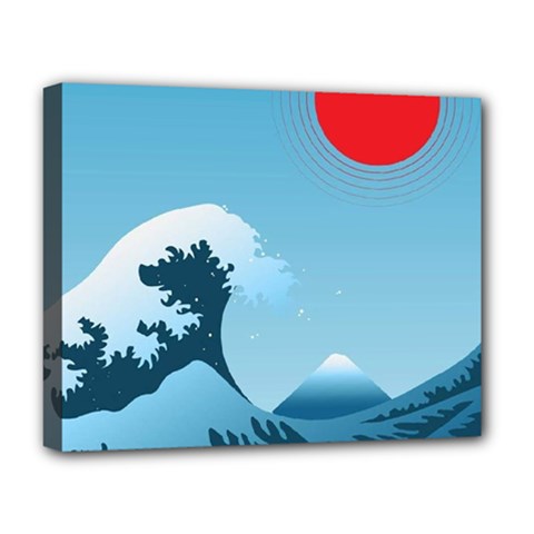 Minimalism Great Wave Off Kanagawa Deluxe Canvas 20  X 16  (stretched)