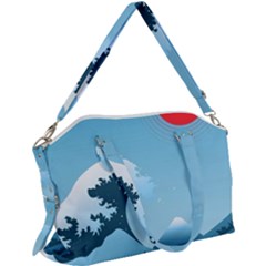 Minimalism Great Wave Off Kanagawa Canvas Crossbody Bag by Sarkoni