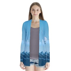 Minimalism Great Wave Off Kanagawa Drape Collar Cardigan by Sarkoni