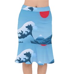 Minimalism Great Wave Off Kanagawa Short Mermaid Skirt