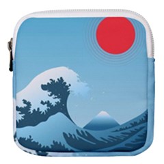 Minimalism Great Wave Off Kanagawa Mini Square Pouch by Sarkoni