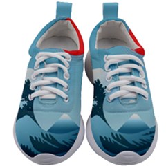 Minimalism Great Wave Off Kanagawa Kids Athletic Shoes by Sarkoni