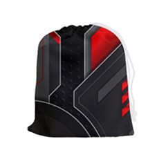 Gamer Tech Black Mesh Red Modern Shape Texture Geometric Pattern Drawstring Pouch (xl)