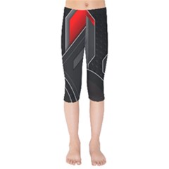 Gamer Tech Black Mesh Red Modern Shape Texture Geometric Pattern Kids  Capri Leggings 